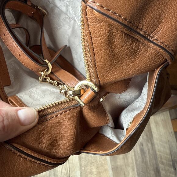 Michael Kors Handbag Women's Brown Grain Leather Zipper Pockets Double Handle - Picture 6 of 14